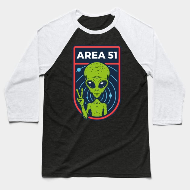 Alien. UFO. Area 51 Baseball T-Shirt by Arturo Vivó